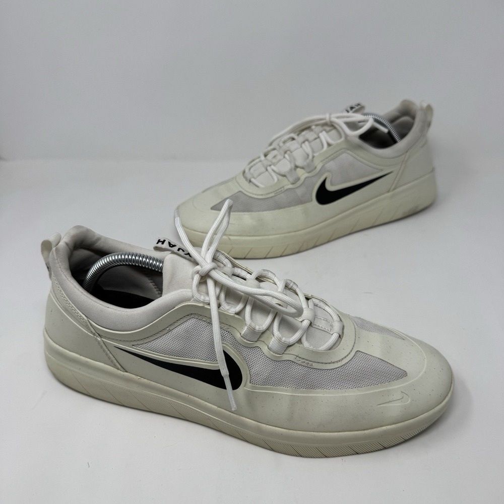 Nike SB Nyjah Free 2.0 Sneakers White Lace Up Low Top BV2078-100 Men's Size 10.5